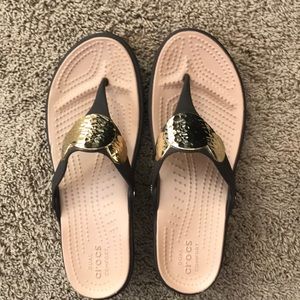 COPY - Women’s brown croc sandals with gold rings